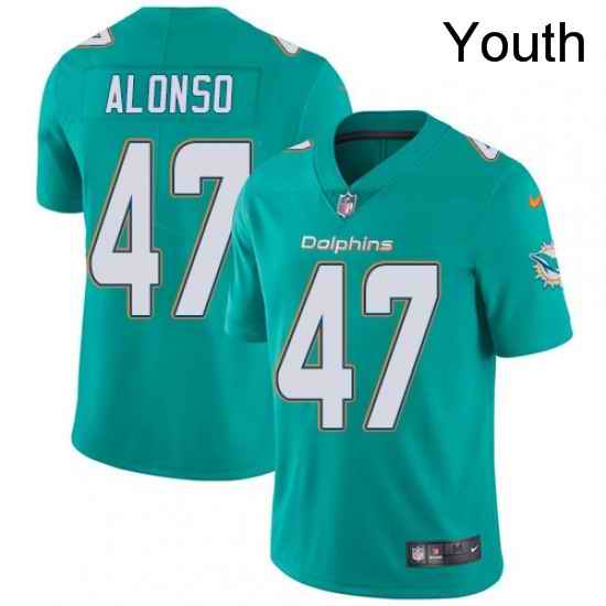 Youth Nike Miami Dolphins 47 Kiko Alonso Elite Aqua Green Team Color NFL Jersey